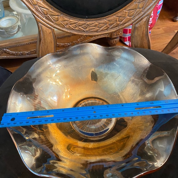 Vintage iridescent glass iris and herringbone bowl. - Picture 2 of 3